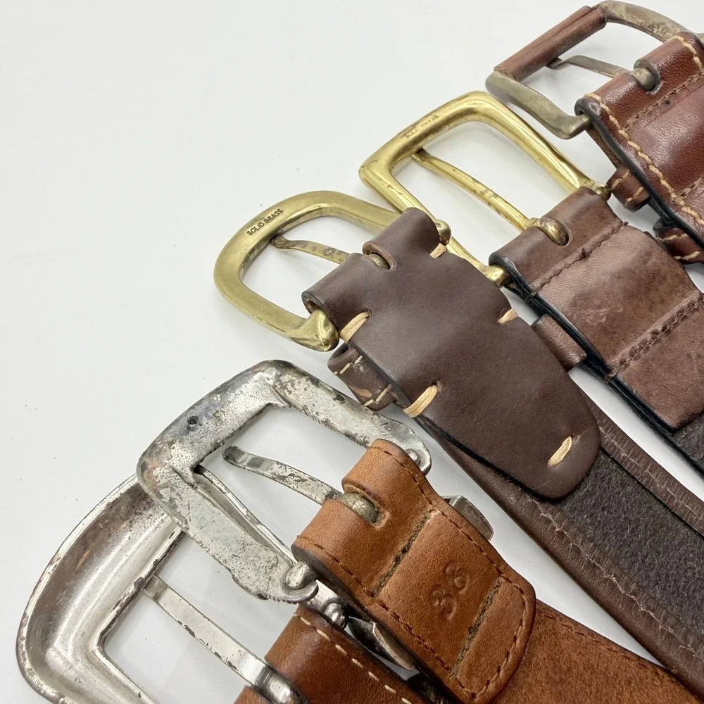 Mens Leather Belt Bundle 5pc L.L. Bean Jos A‎ Bank Territory Ahead Brown 38